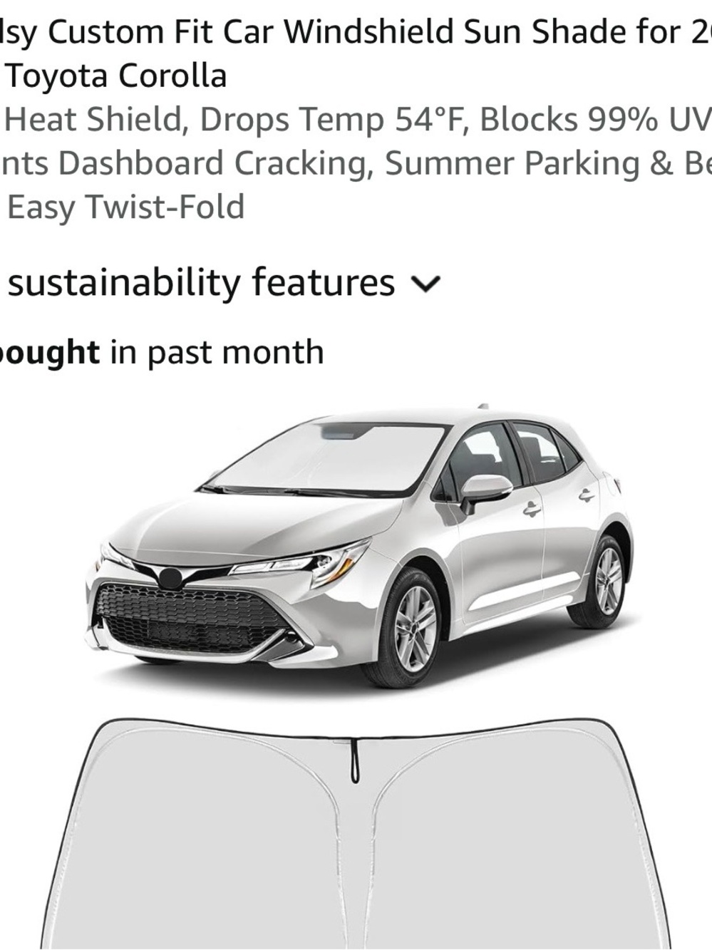 Sunshade for Toyota Corolla 2023